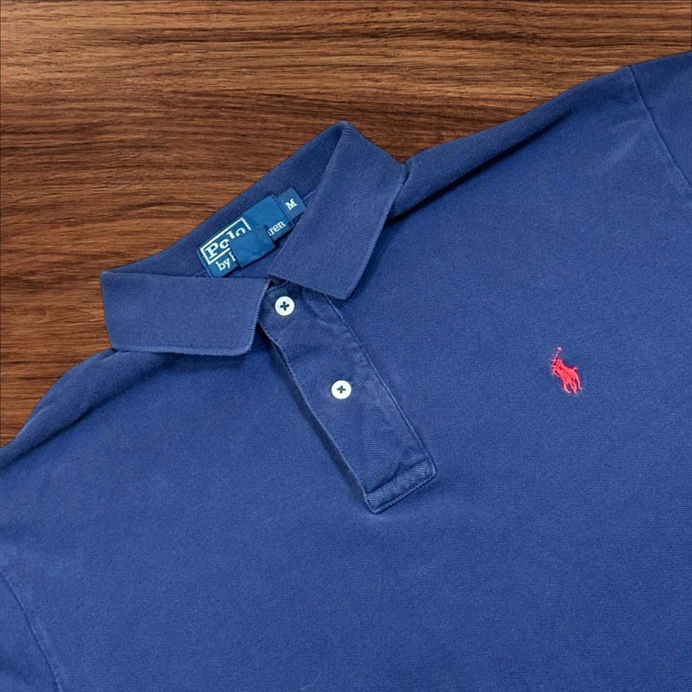 Polo Ralph Lauren Mens Long Sleeve Polo Shirt Blue Red Pony Logo Size M